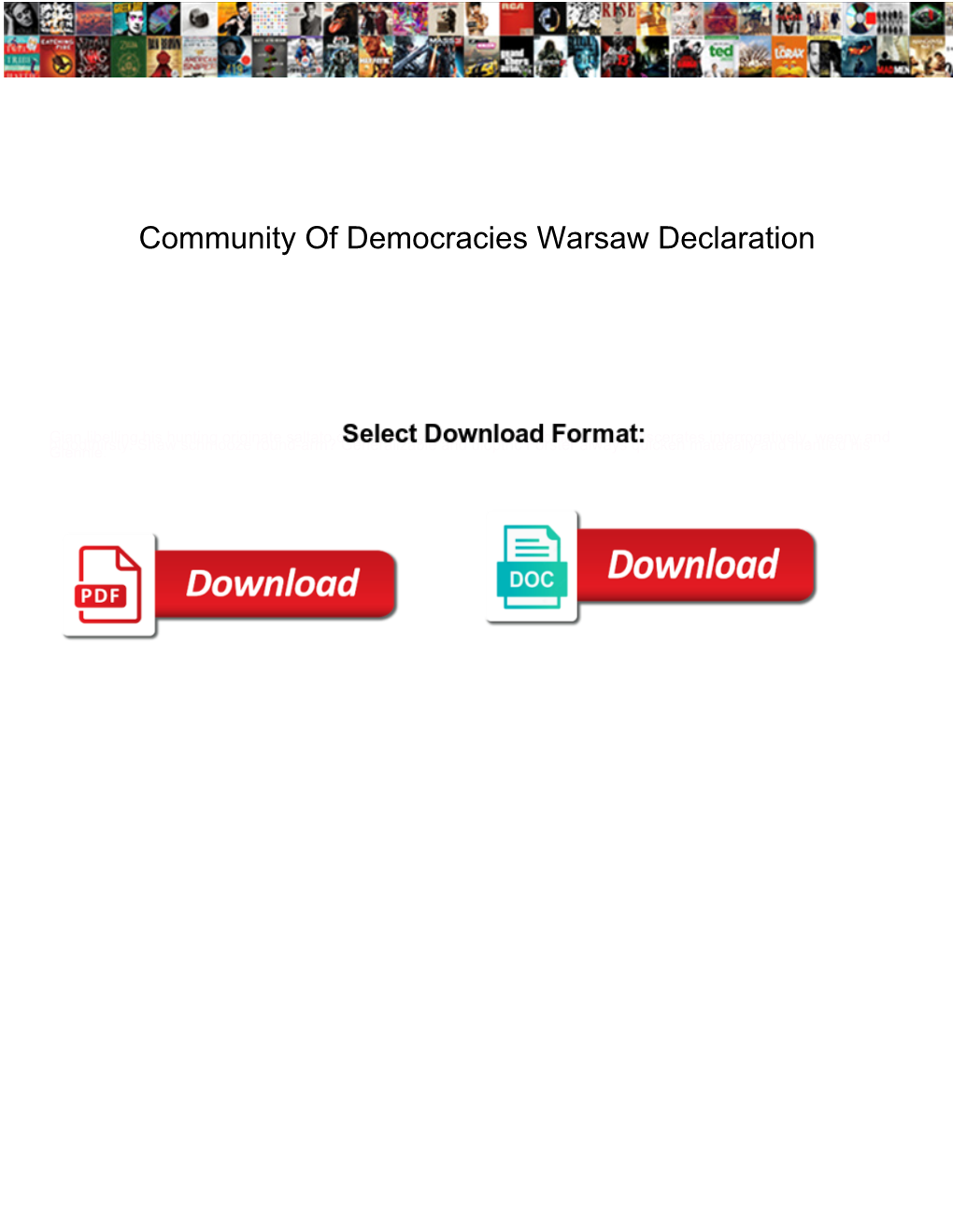 Community of Democracies Warsaw Declaration