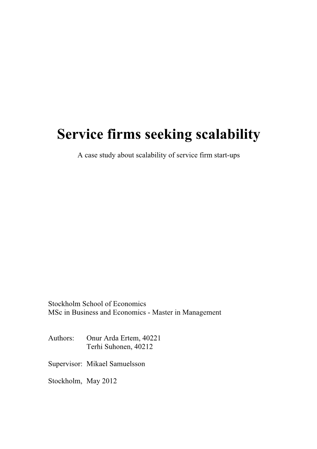Service Firms Seeking Scalability