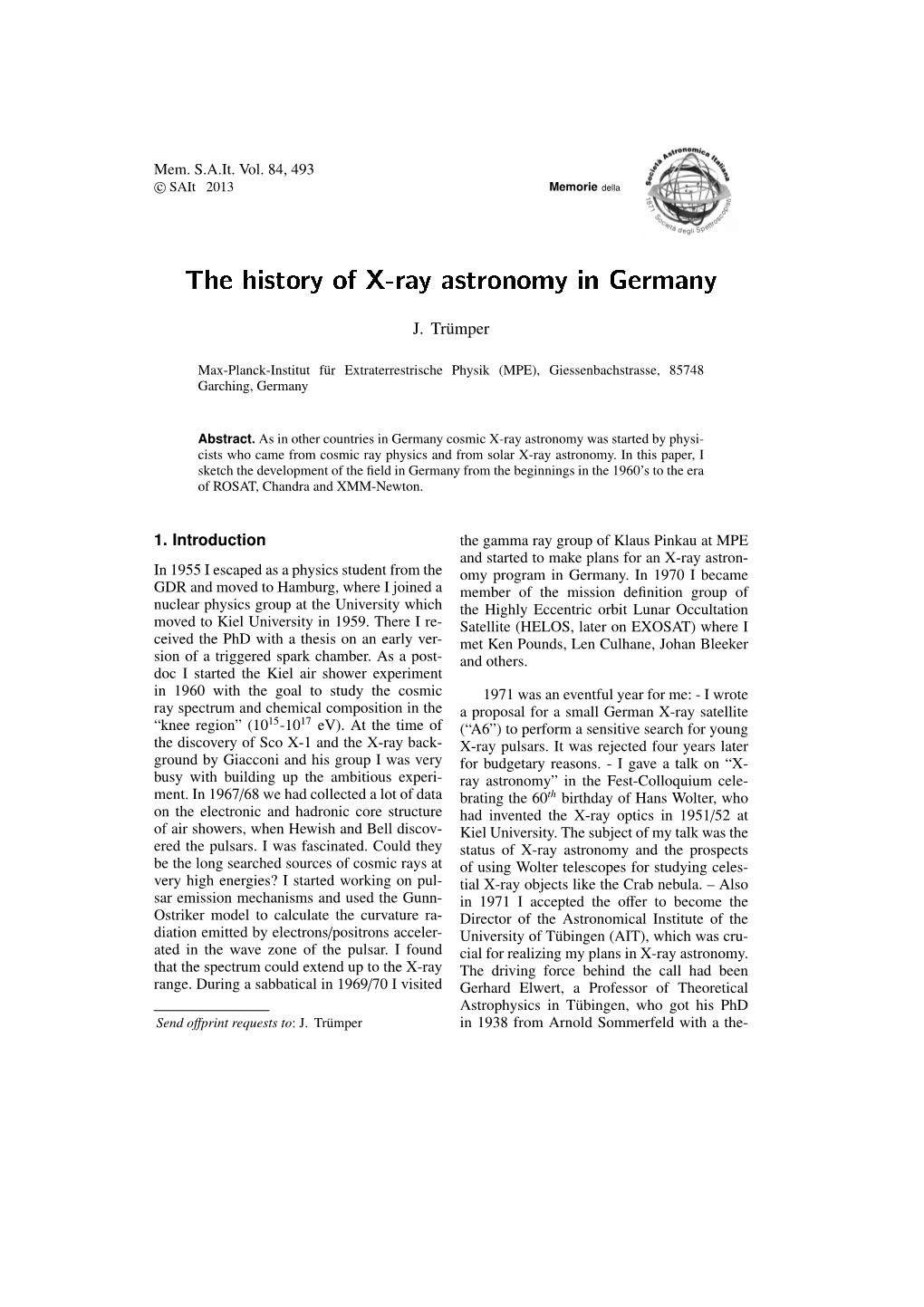 The History of X-Ray Astronomy in Germany