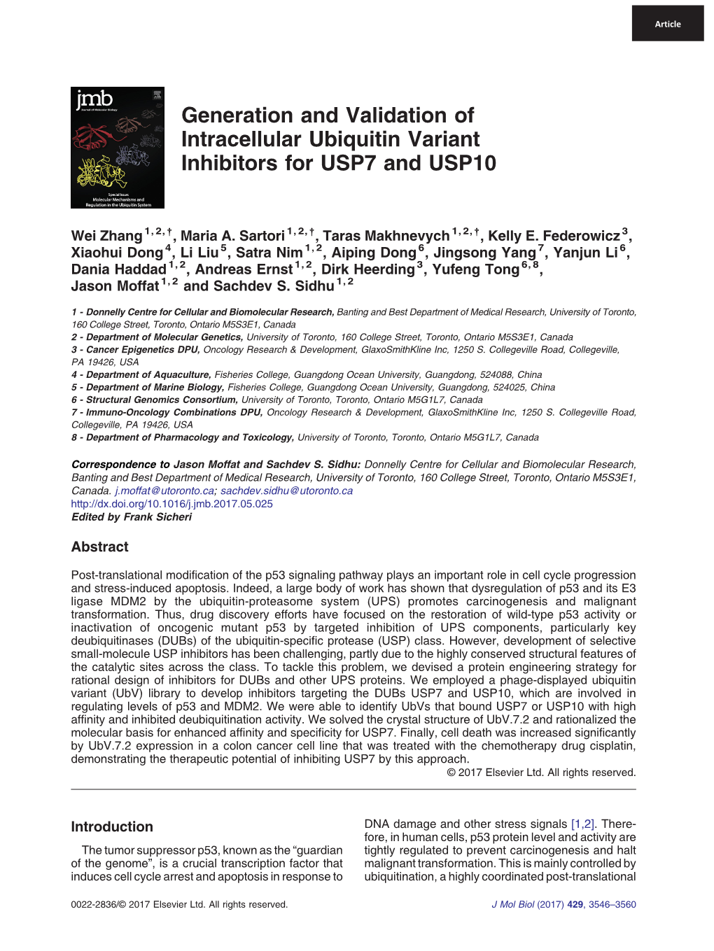 Generation and Validation of Intracellular Ubiquitin Variant Inhibitors for USP7 and USP10