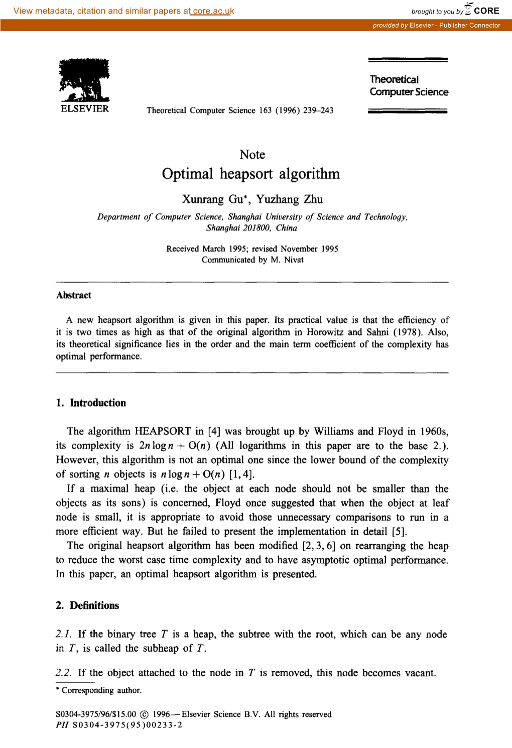 Optimal Heapsort Algorithm