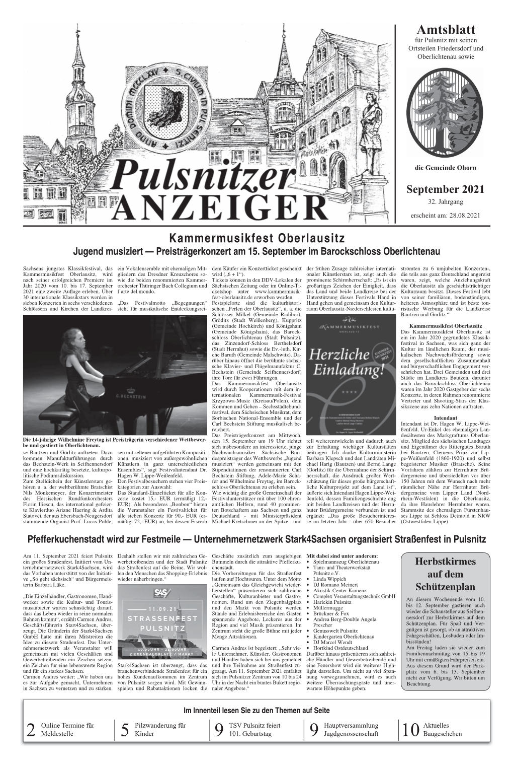 Amtsblatt Für Pulsnitz Mit Seinen Ortsteilen Friedersdorf Und Oberlichtenau Sowie