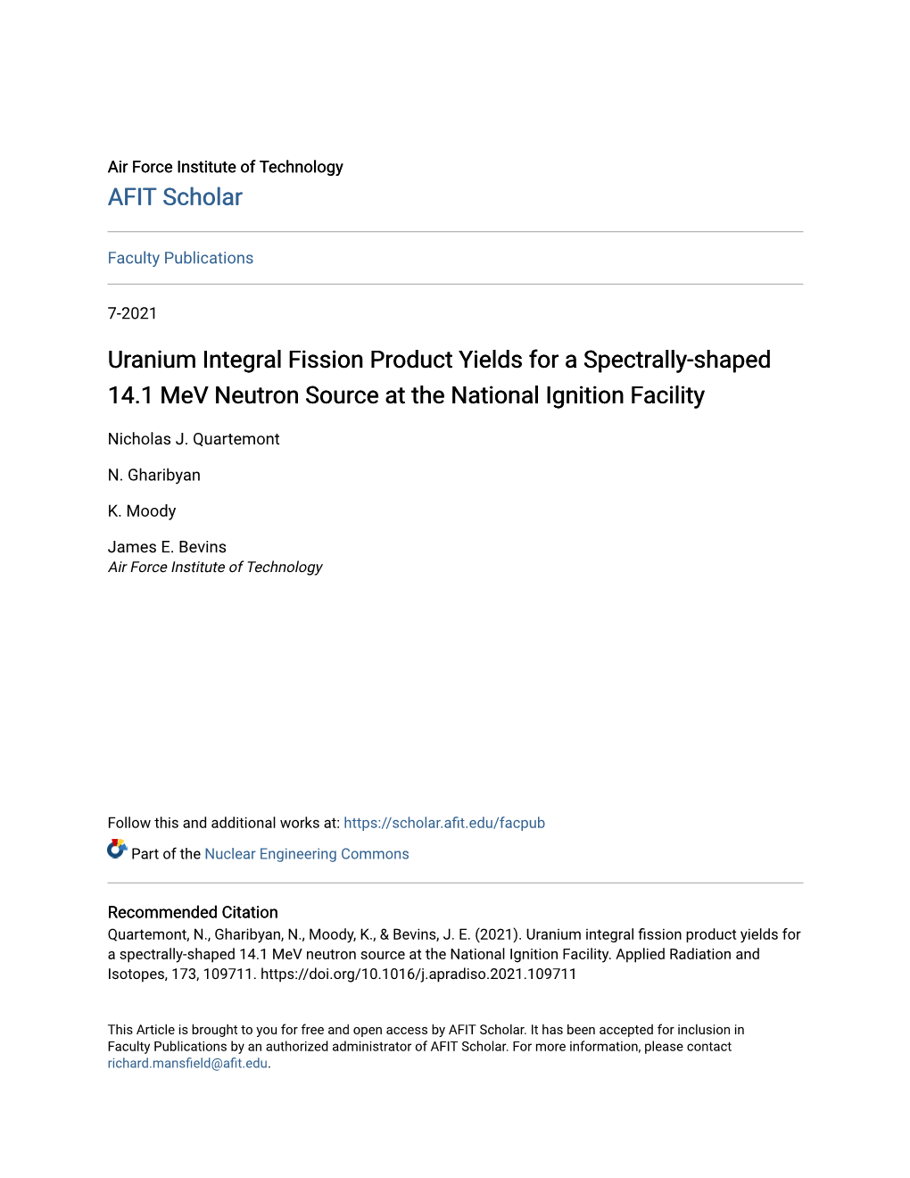 Uranium Integral Fission Product Yields for a Spectrally-Shaped 14.1 Mev Neutron Source at the National Ignition Facility