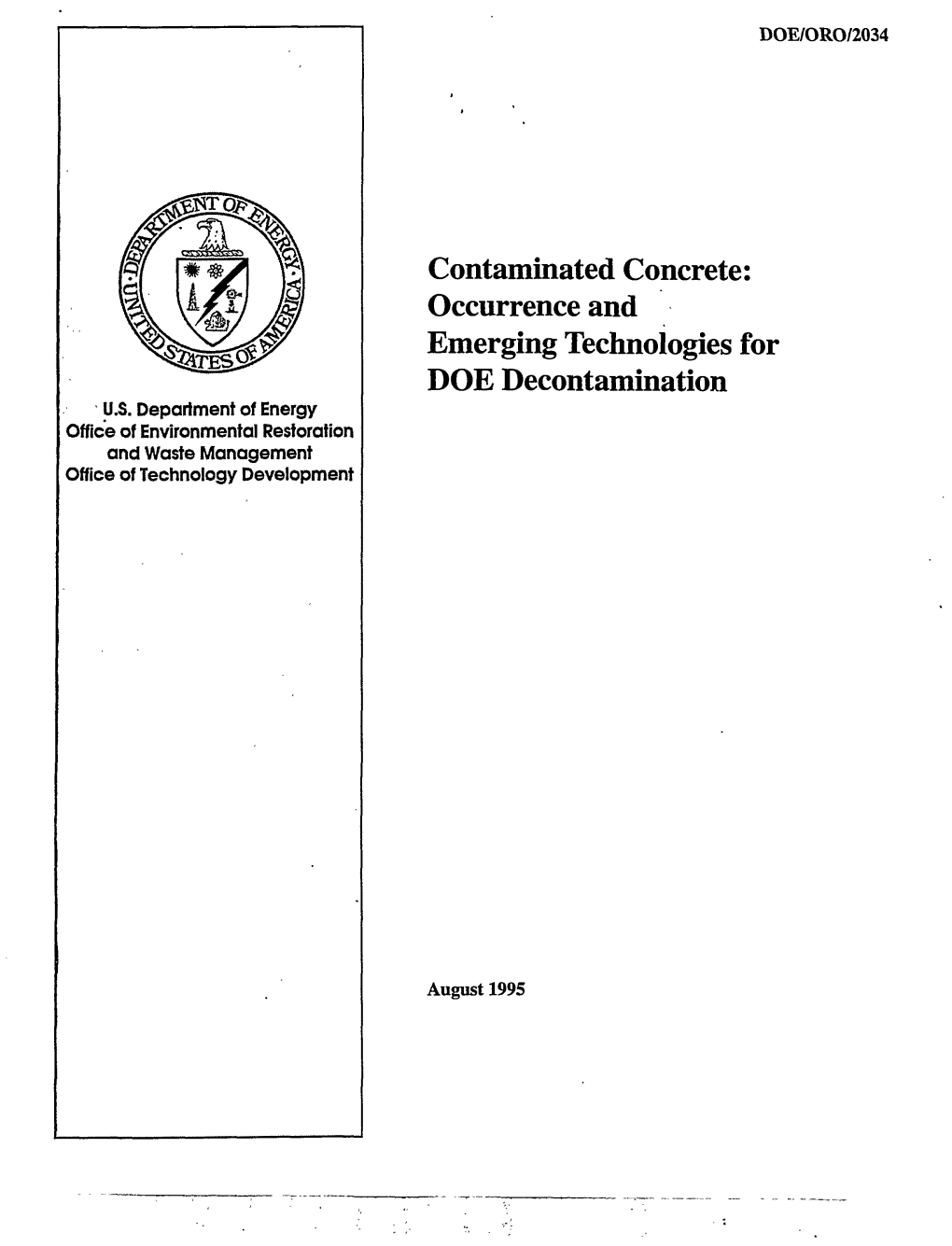 Contaminated Concrete: Occurrence and Emerging Technologies for DOE Decontamination U.S