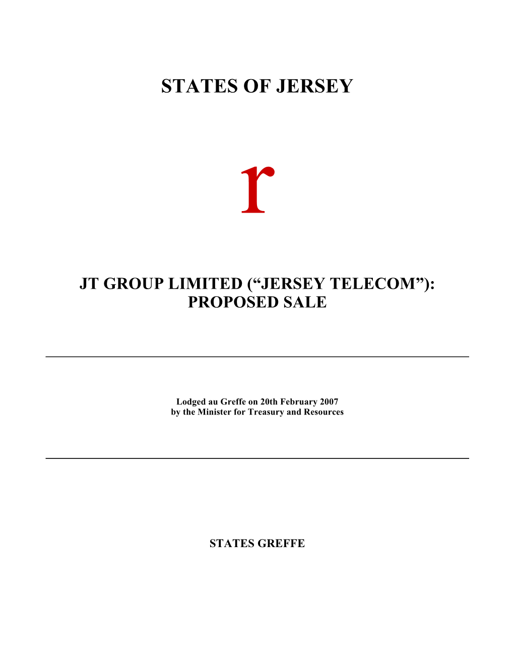 JT Group Limited ('Jersey Telecom')