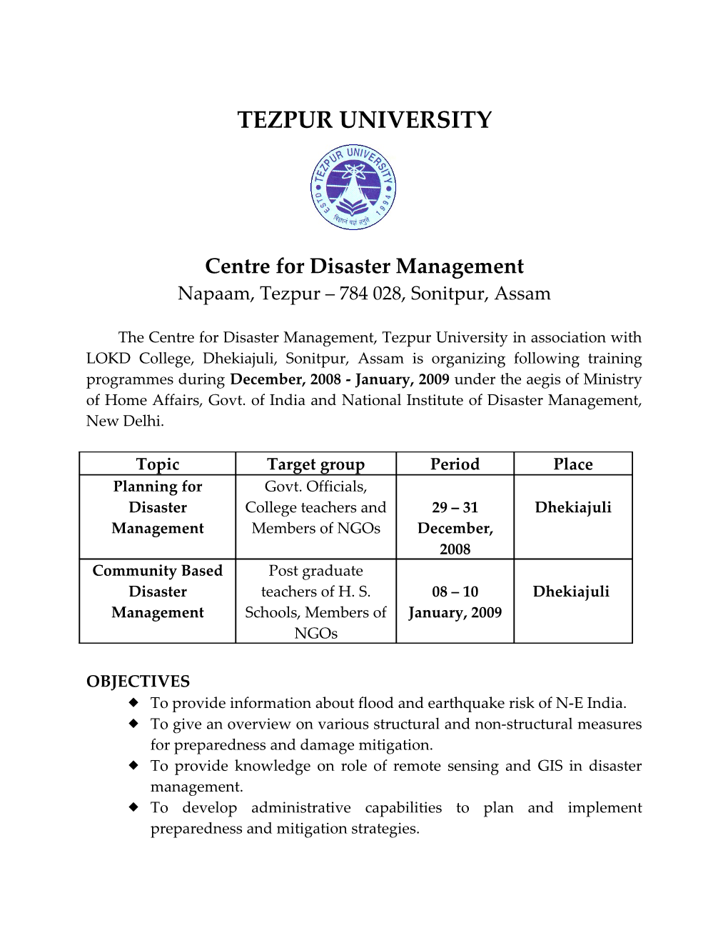 Centre for Disaster Management