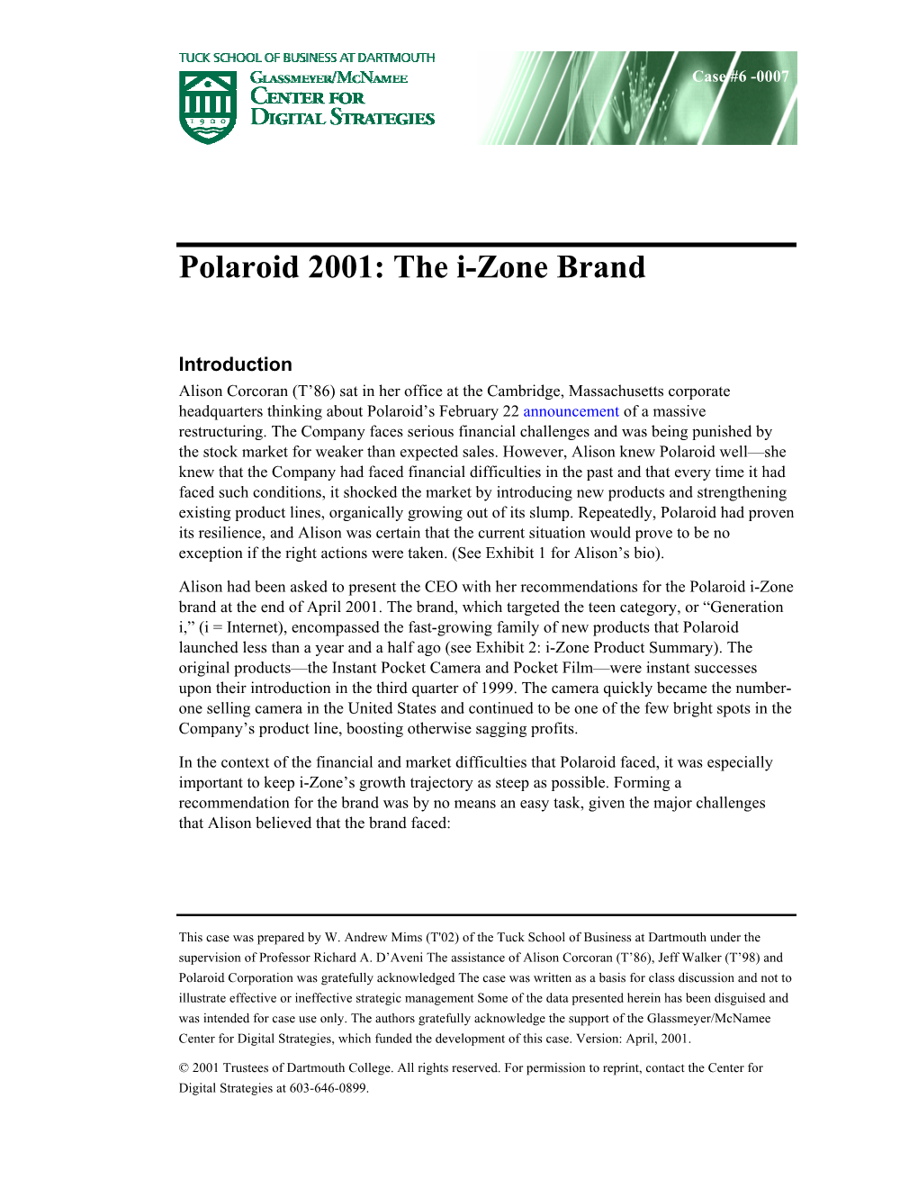 Polaroid 2001: the I-Zone Brand