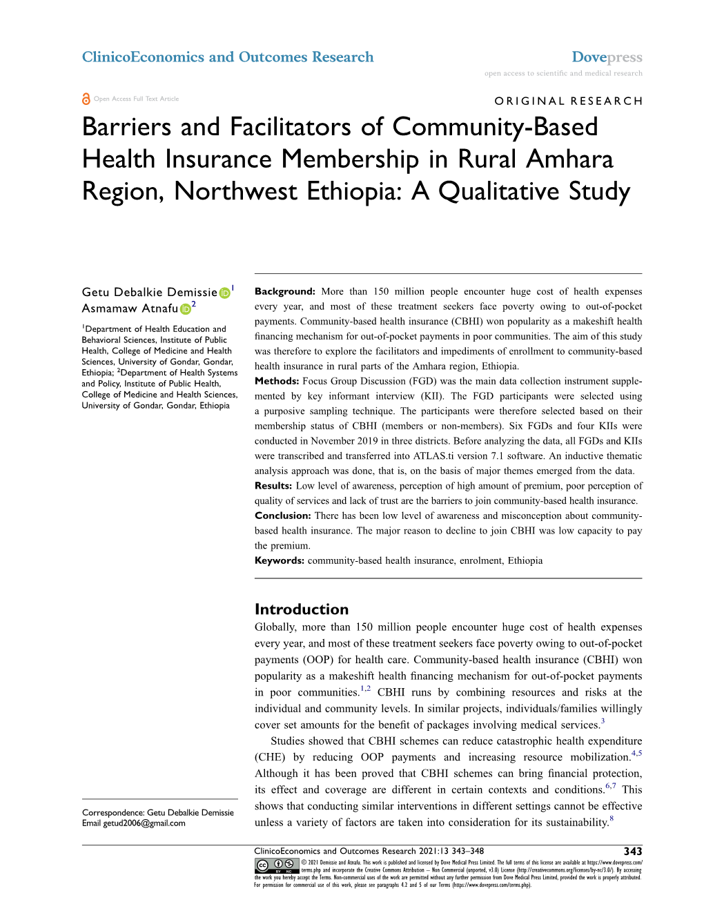 Barriers and Facilitators of Community-Based Health Insurance Membership in Rural Amhara Region, Northwest Ethiopia: a Qualitative Study