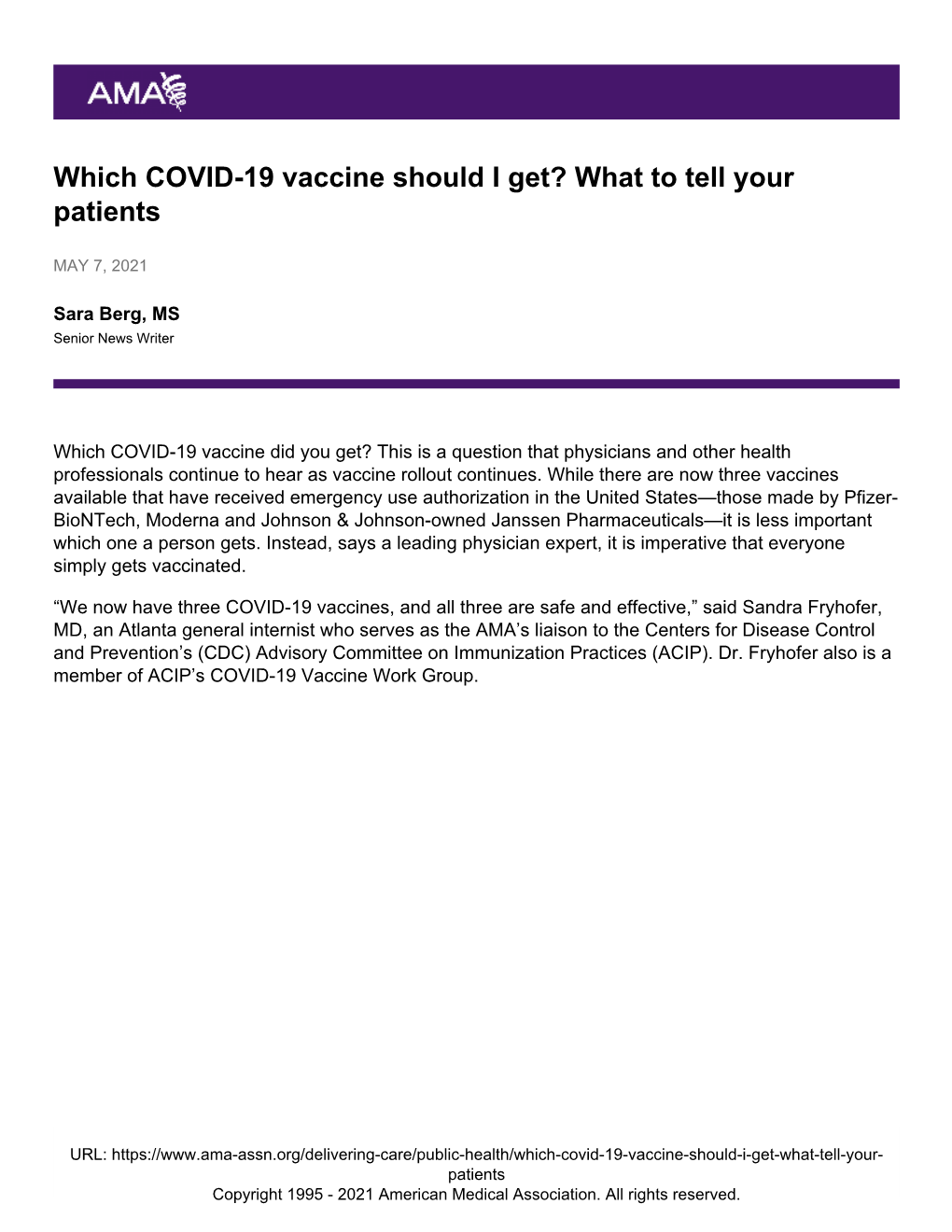 Which COVID-19 Vaccine Should I Get? What to Tell Your Patients