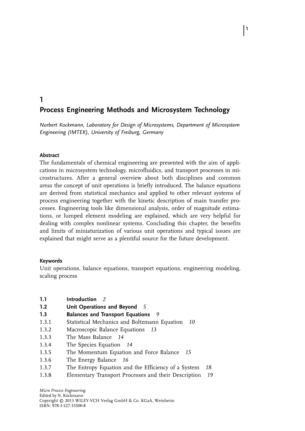 1 Process Engineering Methods and Microsystem Technology