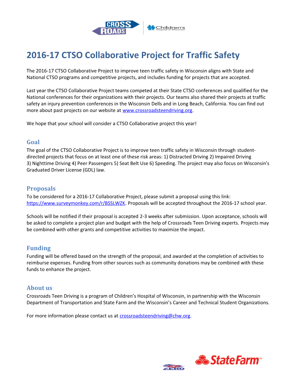 2016-17 CTSO Collaborative Project for Traffic Safety