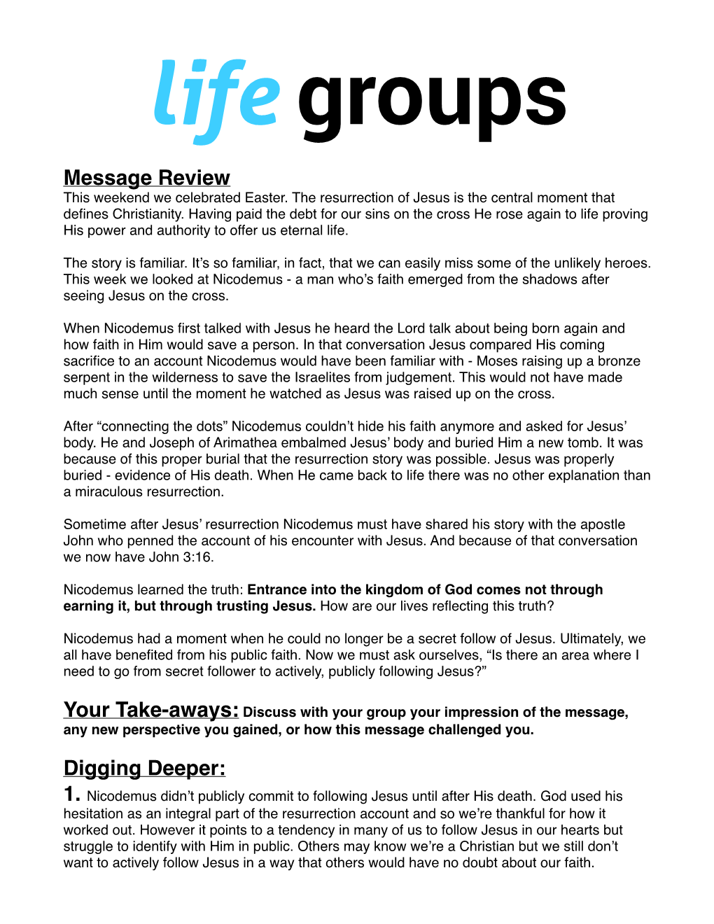 Life Groups Discussion Guide Spring 2019 Week 5