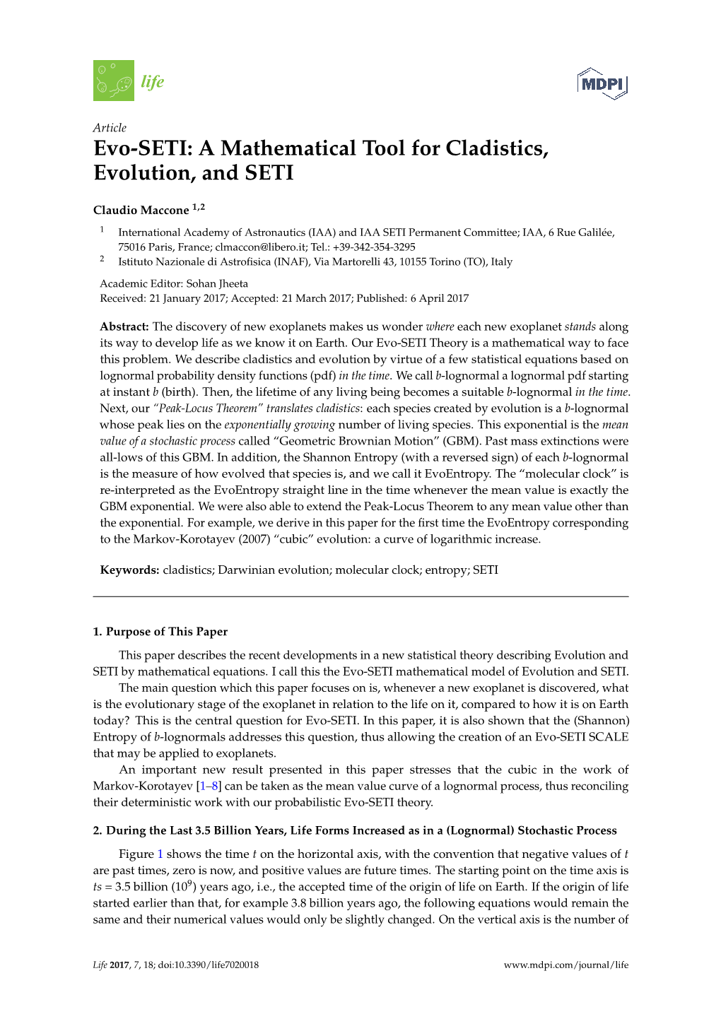 Evo-SETI: a Mathematical Tool for Cladistics, Evolution, and SETI