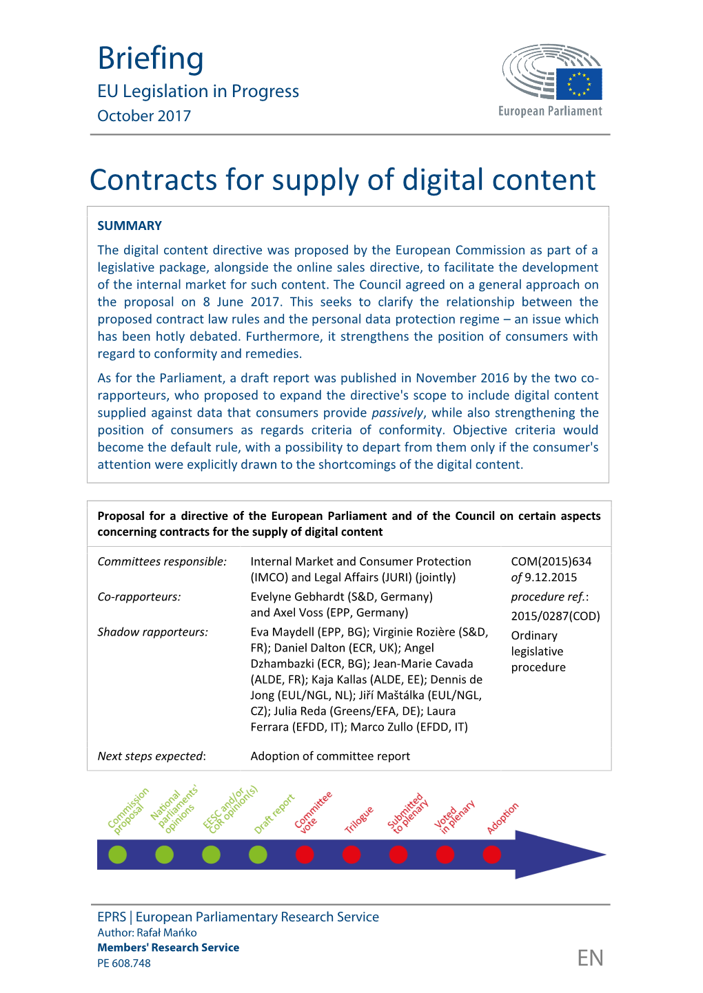 Contracts for the Supply of Digital Content to Consumers