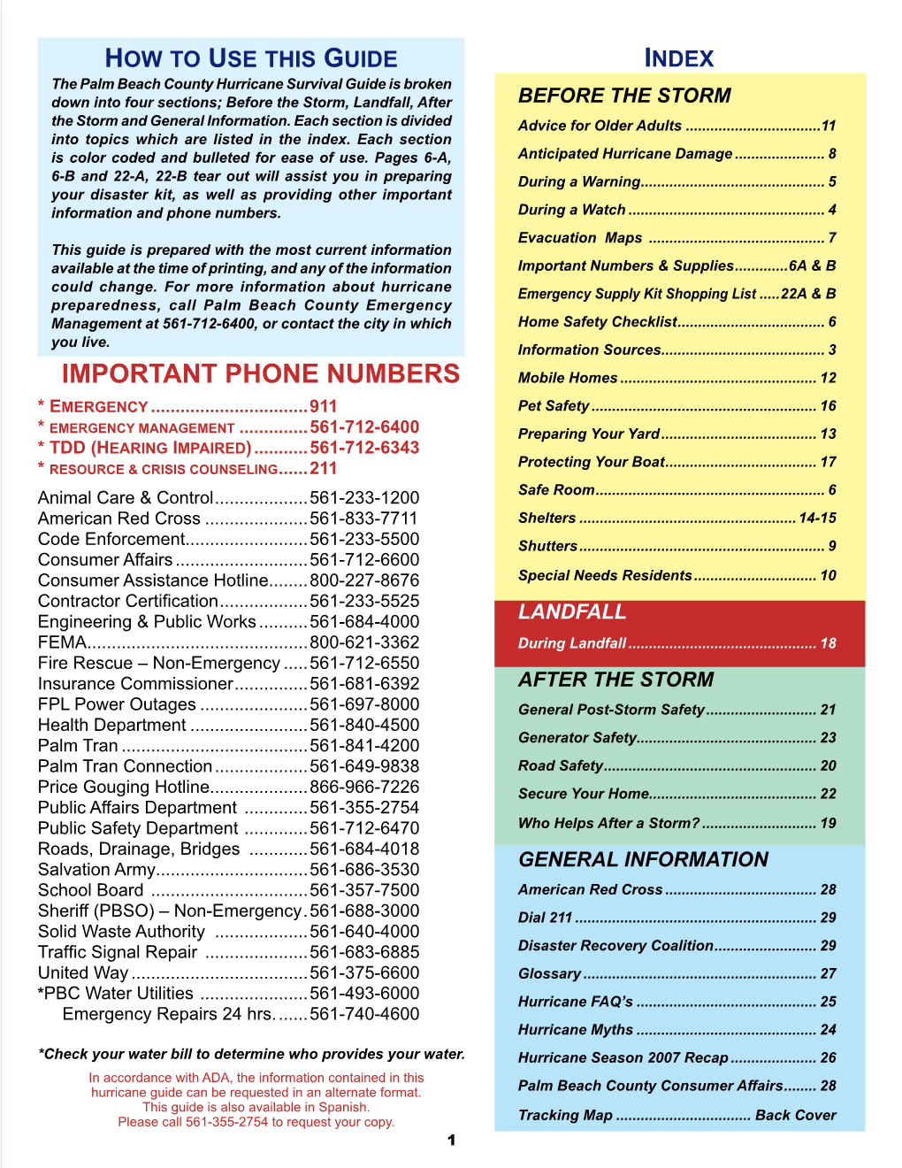 IMPORTANT PHONE NUMBERS Mobile Homes