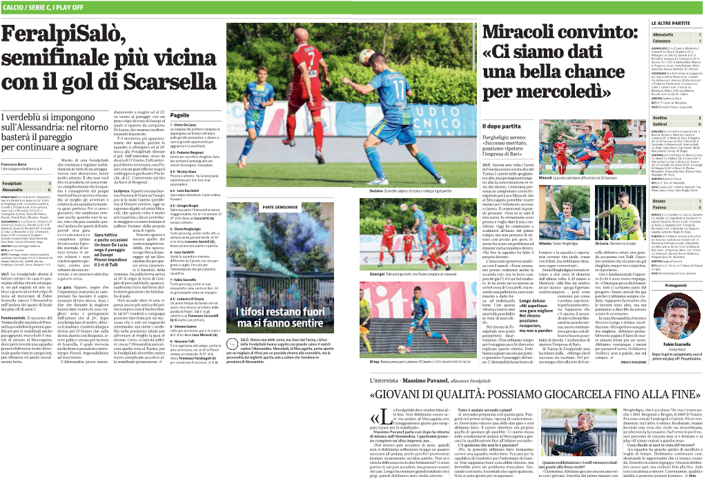 Feralpisalò, Semifinale Più Vicina Con Il Gol Di Scarsella