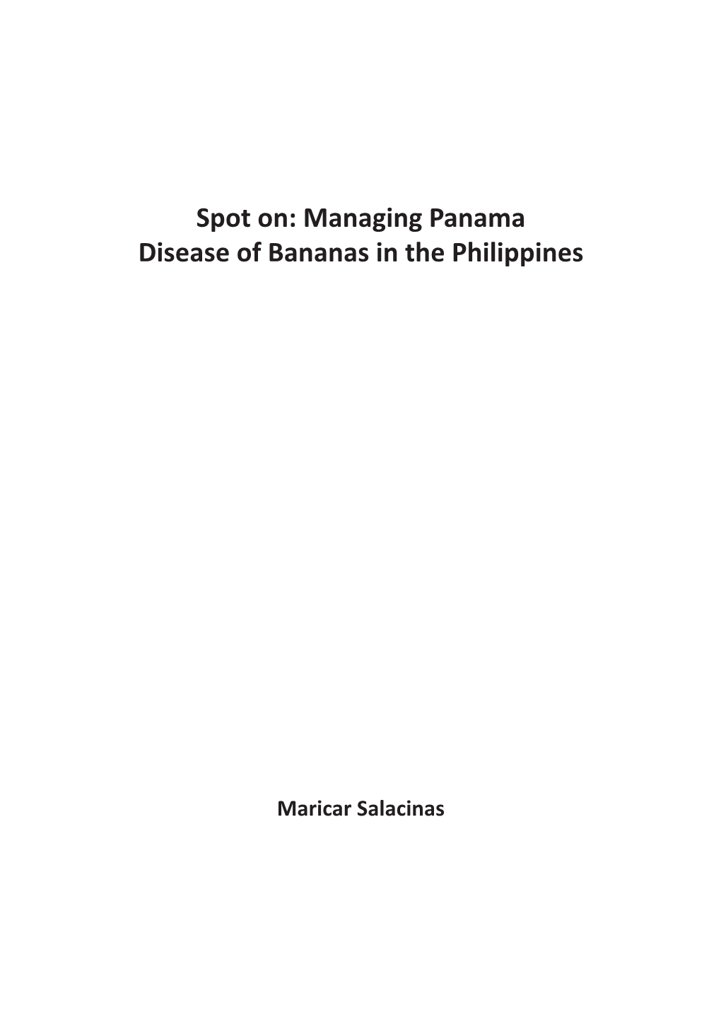 Managing Panama Disease of Bananas in the Philippines