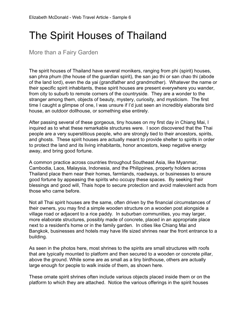 The Spirit Houses of Thailand