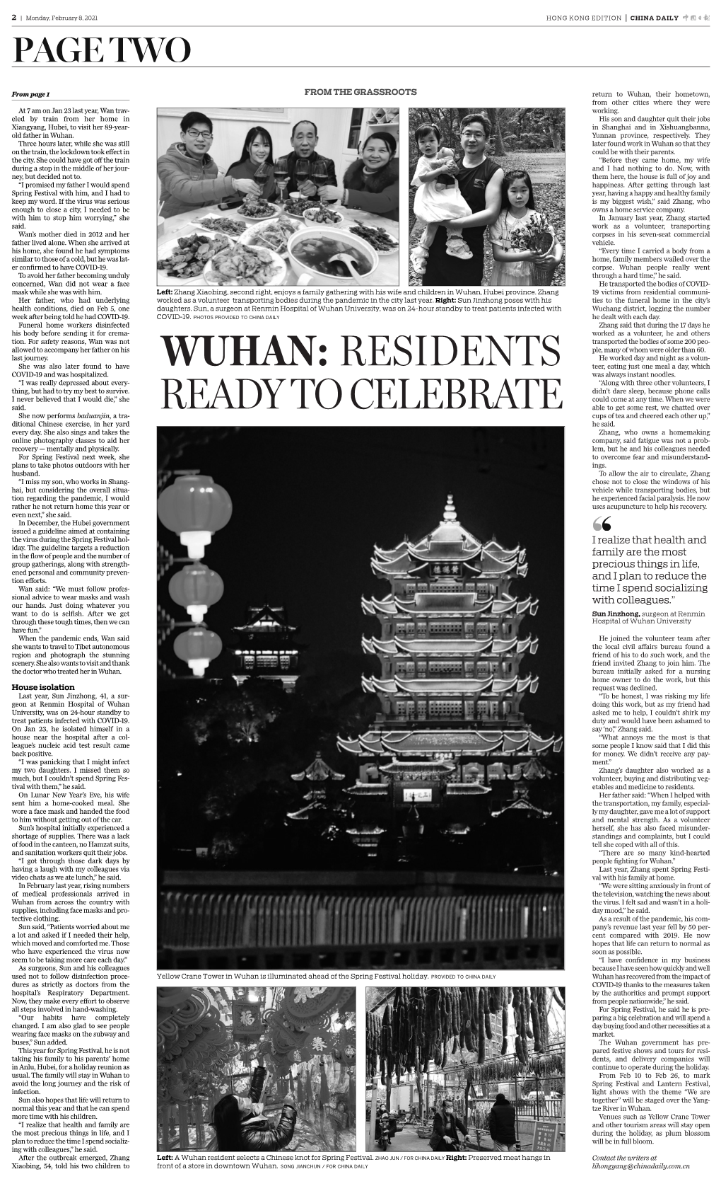 Wuhan, Their Hometown, from Other Cities Where They Were at 7 Am on Jan 23 Last Year, Wan Trav­ Working
