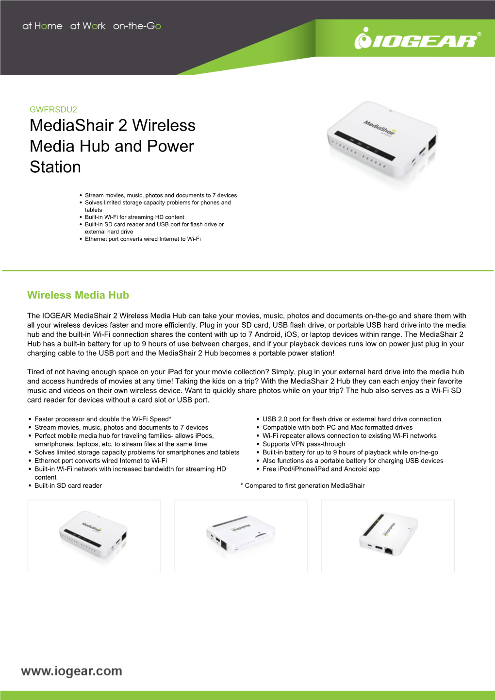 Mediashair 2 Wireless Media Hub and Power Station