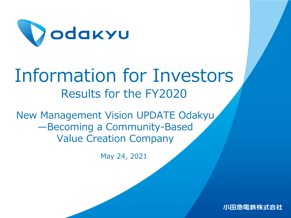 Information for Investors Results for the FY2020
