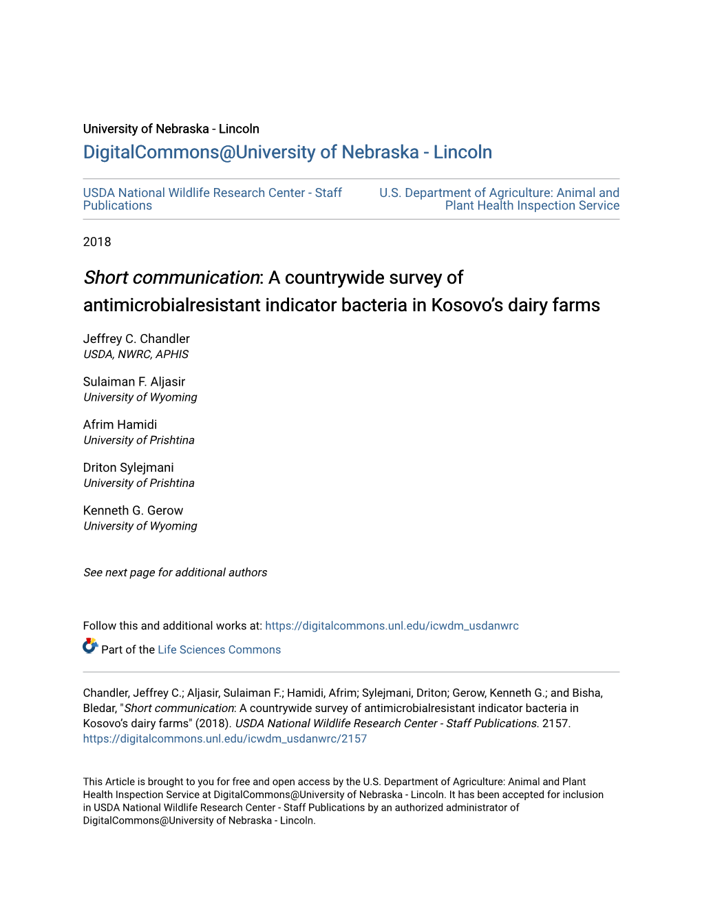 A Countrywide Survey of Antimicrobialresistant Indicator Bacteria in Kosovo's Dairy Fa