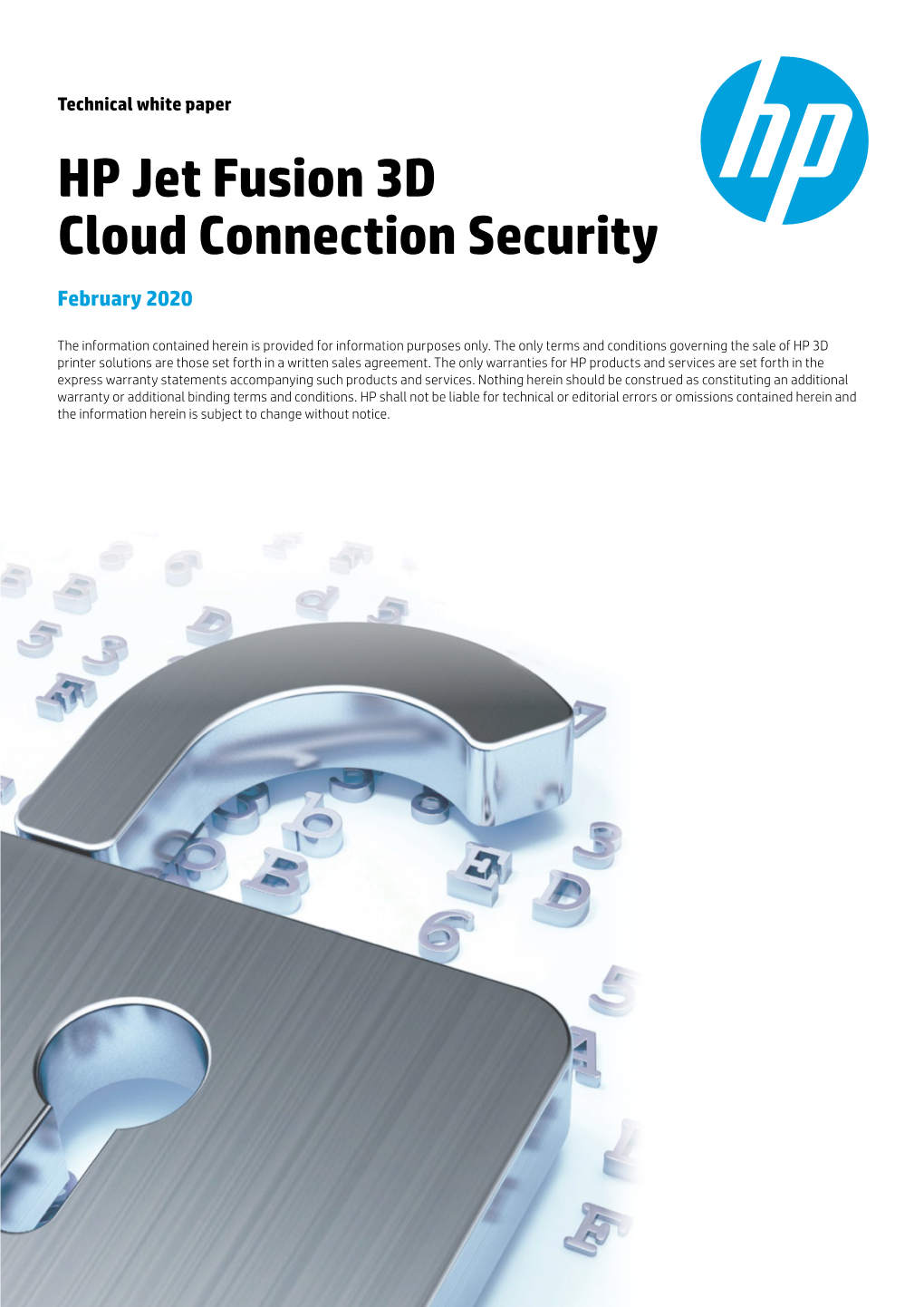 HP Jet Fusion 3D Cloud Connection Security February 2020