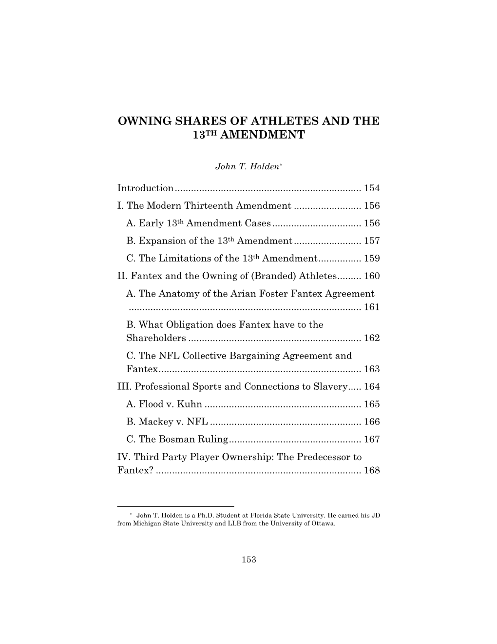 Owning Shares of Athletes and the 13Th Amendment