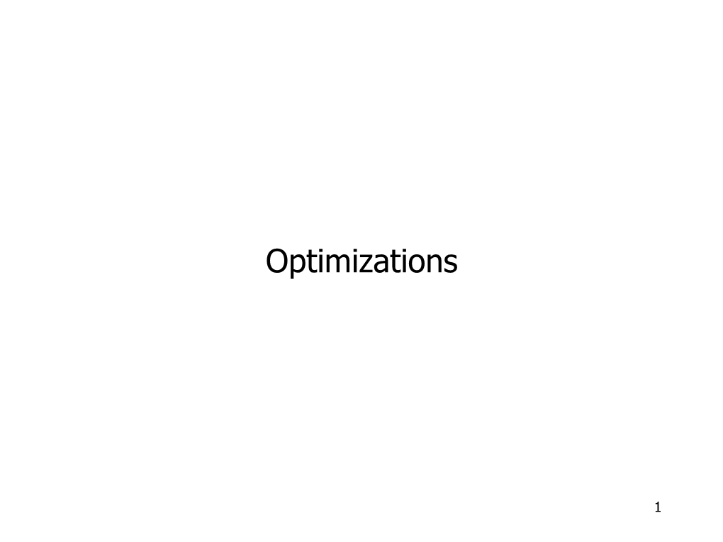Scalar Optimizations