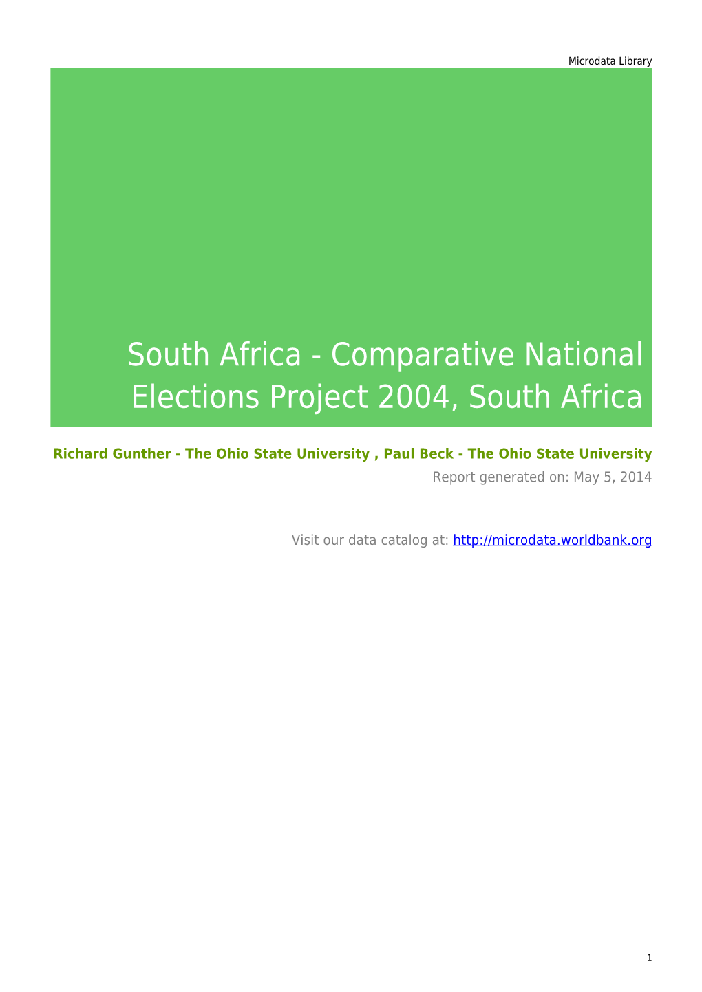 South Africa - Comparative National Elections Project 2004, South Africa