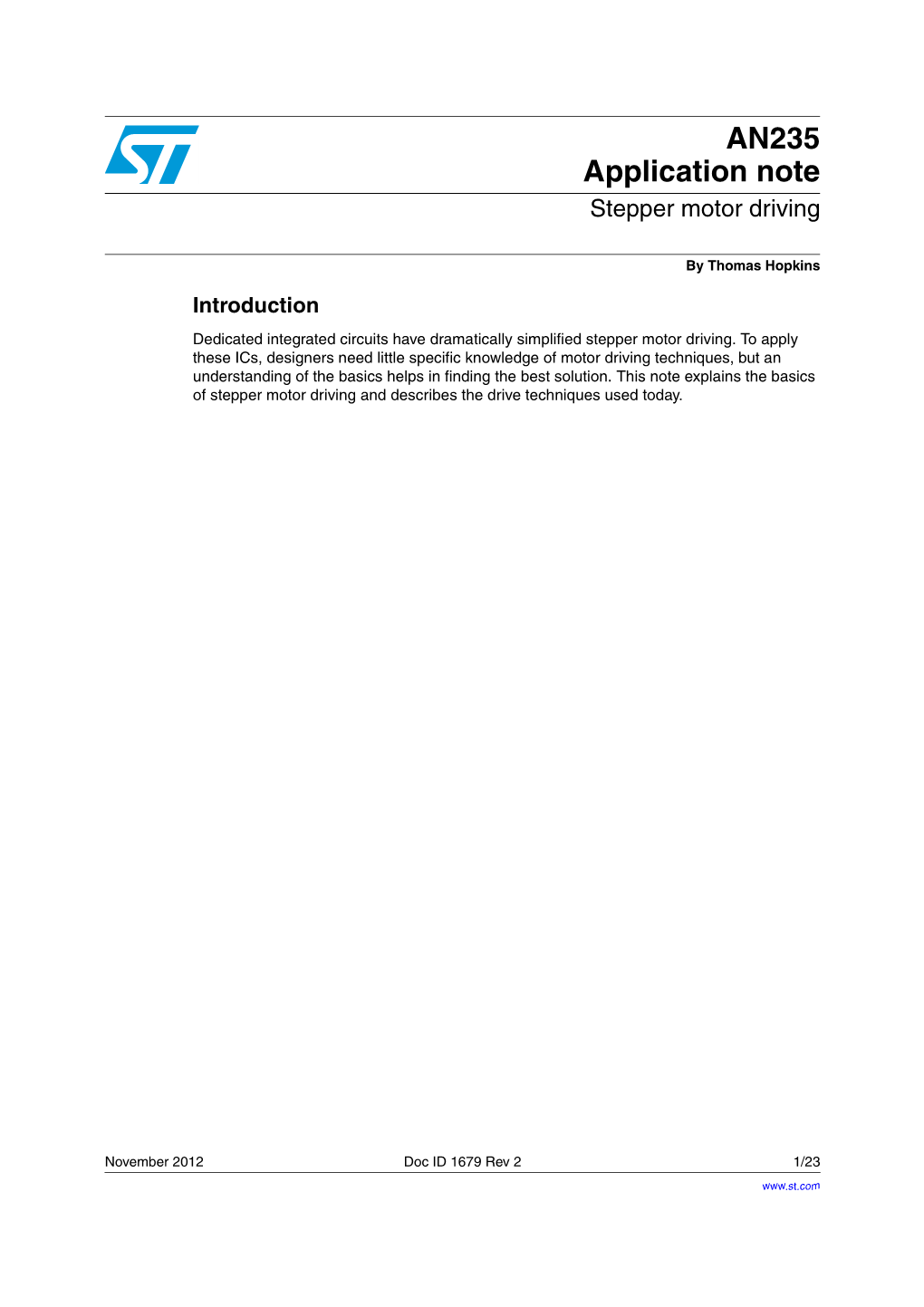 AN235 Stepper Motor Driving