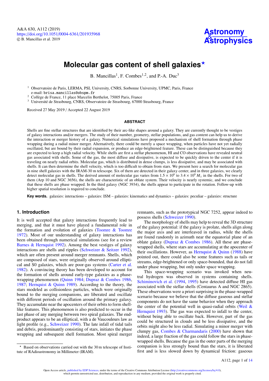 Molecular Gas Content of Shell Galaxies? B