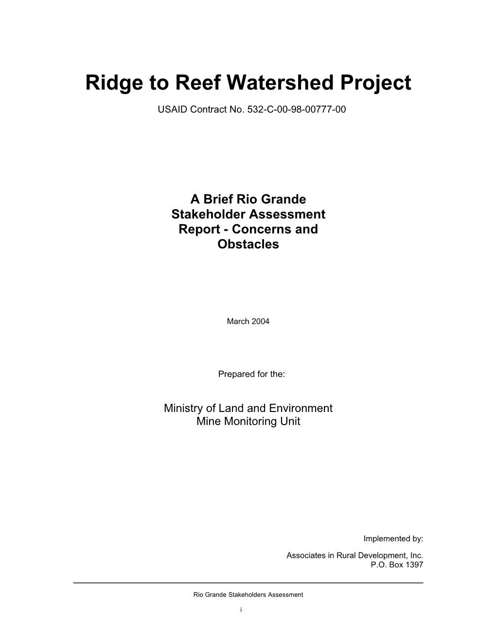 Ridge to Reef Watershed Project