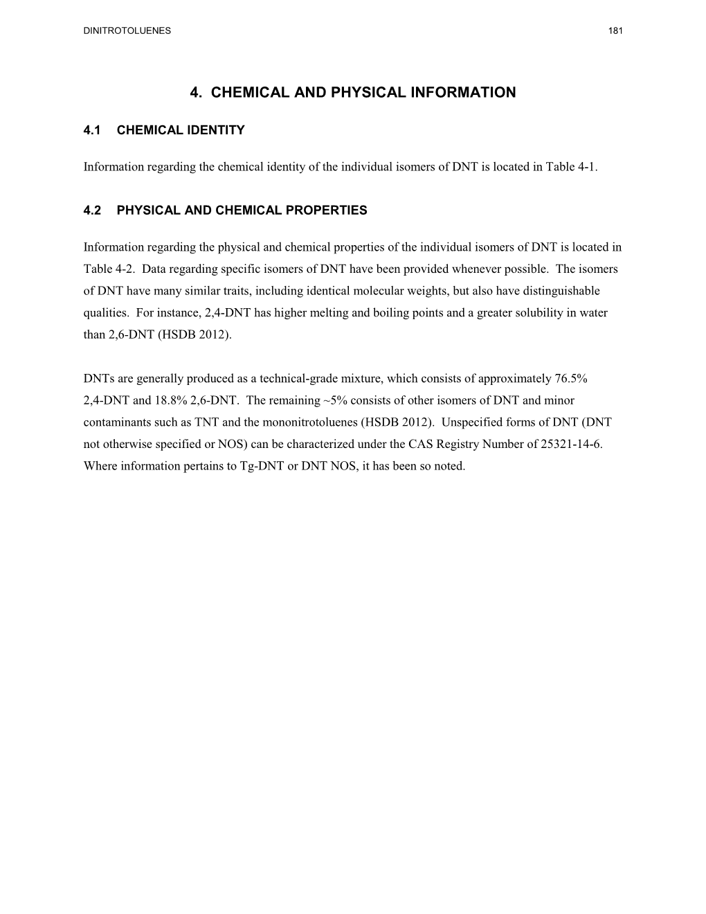 Toxicological Profile for Dinitrotoluenes