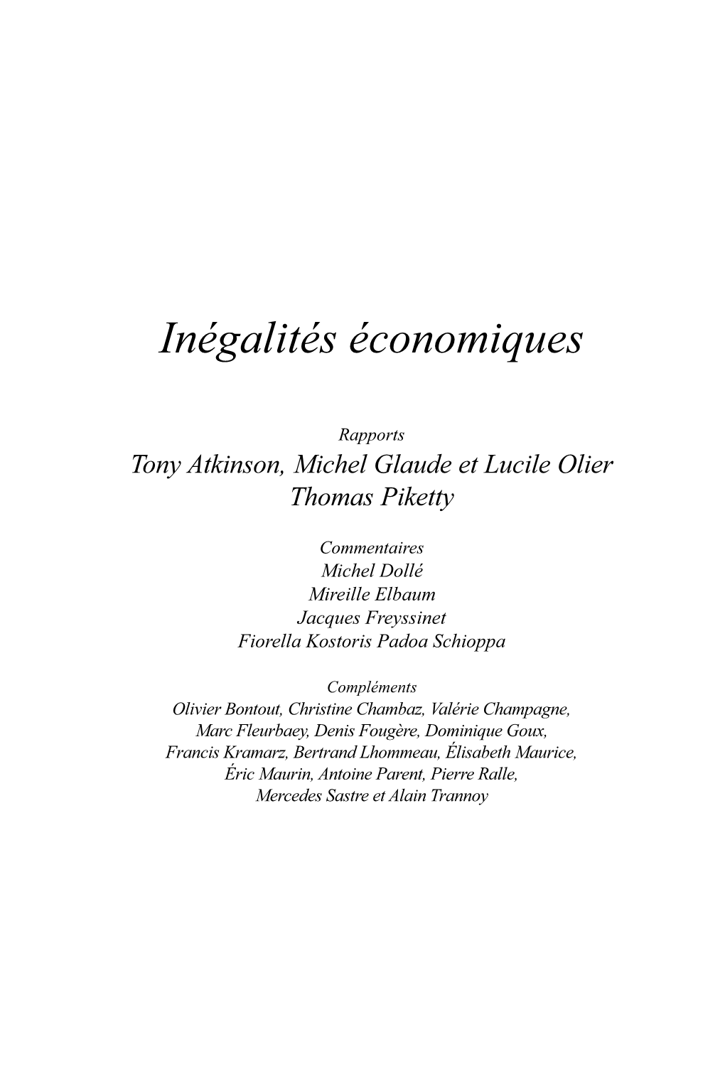 Inégalités Économiques