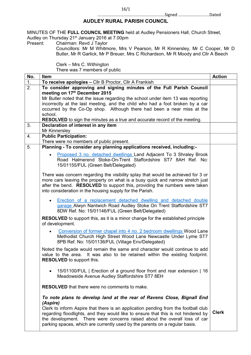 Audley Rural Parish Council