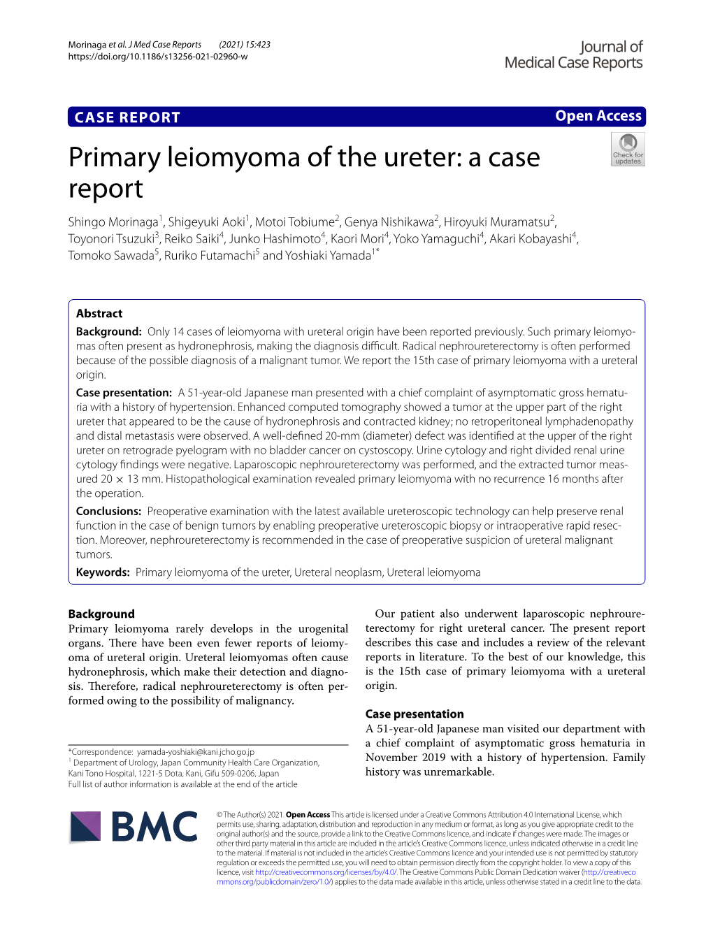 A Case of Primary Leiomyoma of the Ureter
