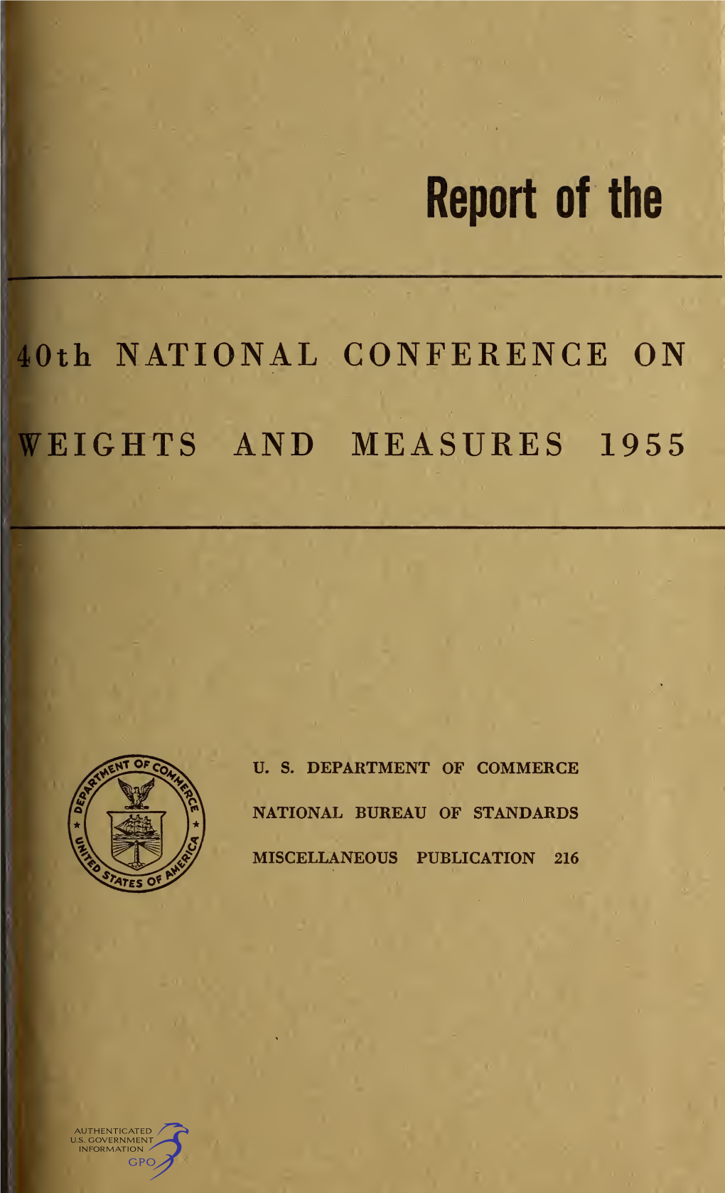Report of the 40Th National Conference on Weights And