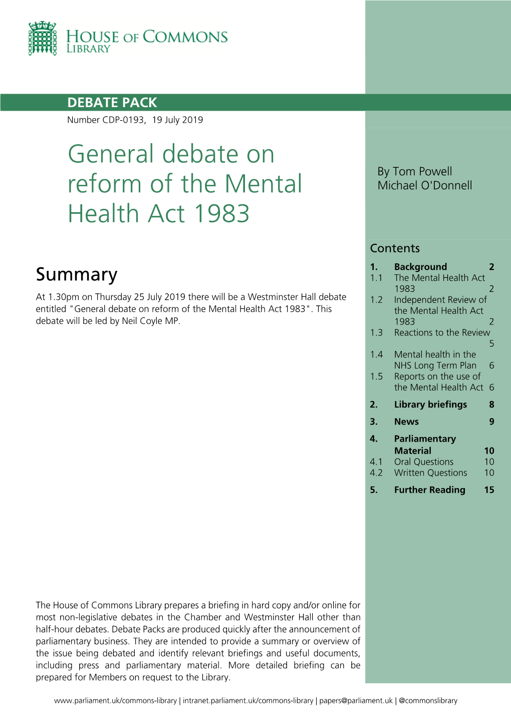 Reform of the Mental Health Act 1983