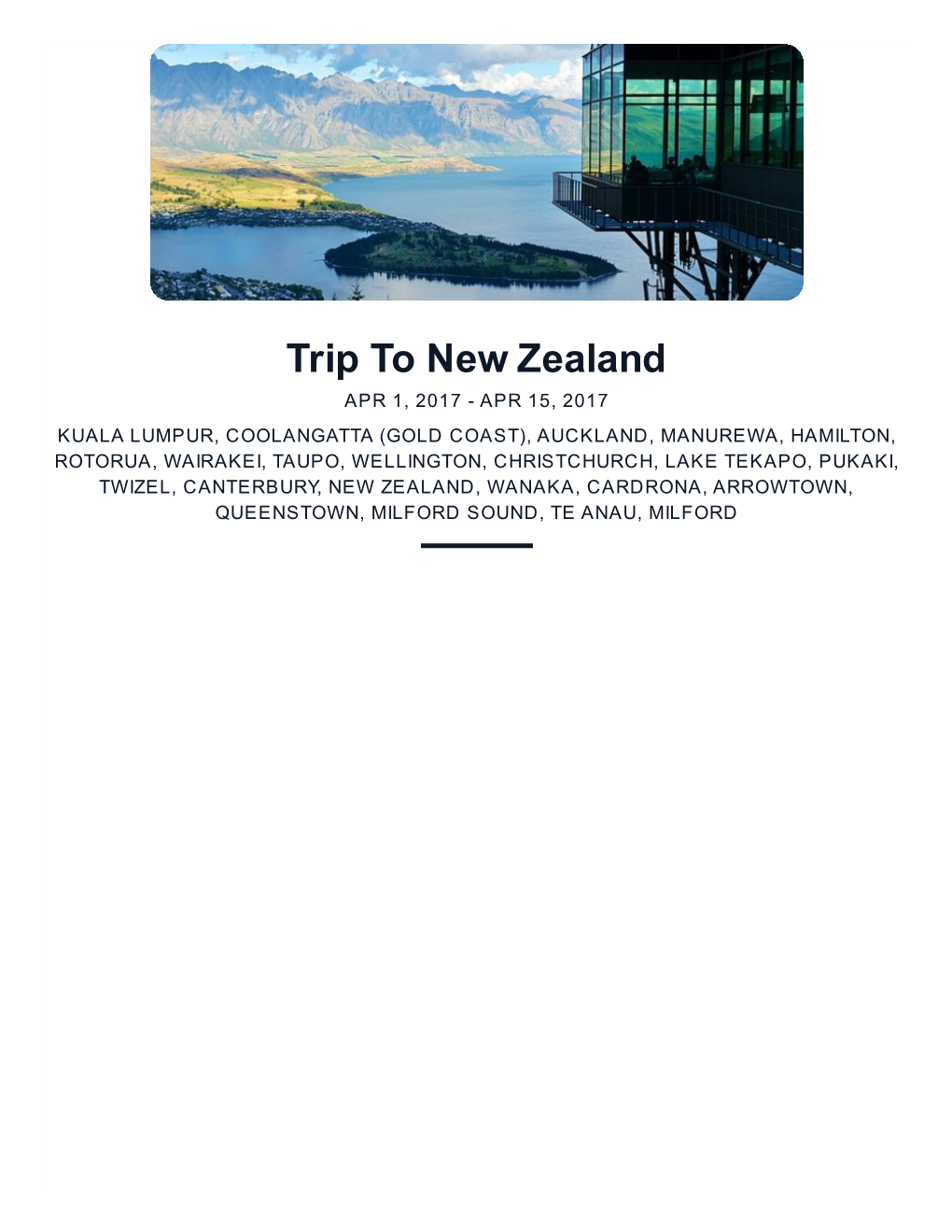 Trip to New Zealand