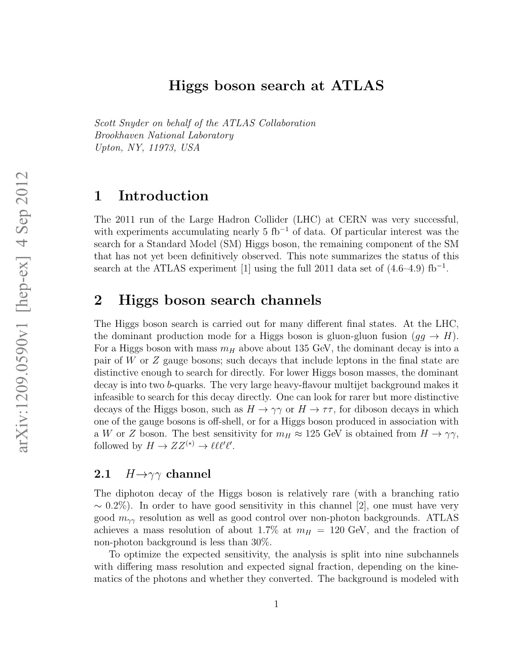Higgs Boson Search at ATLAS