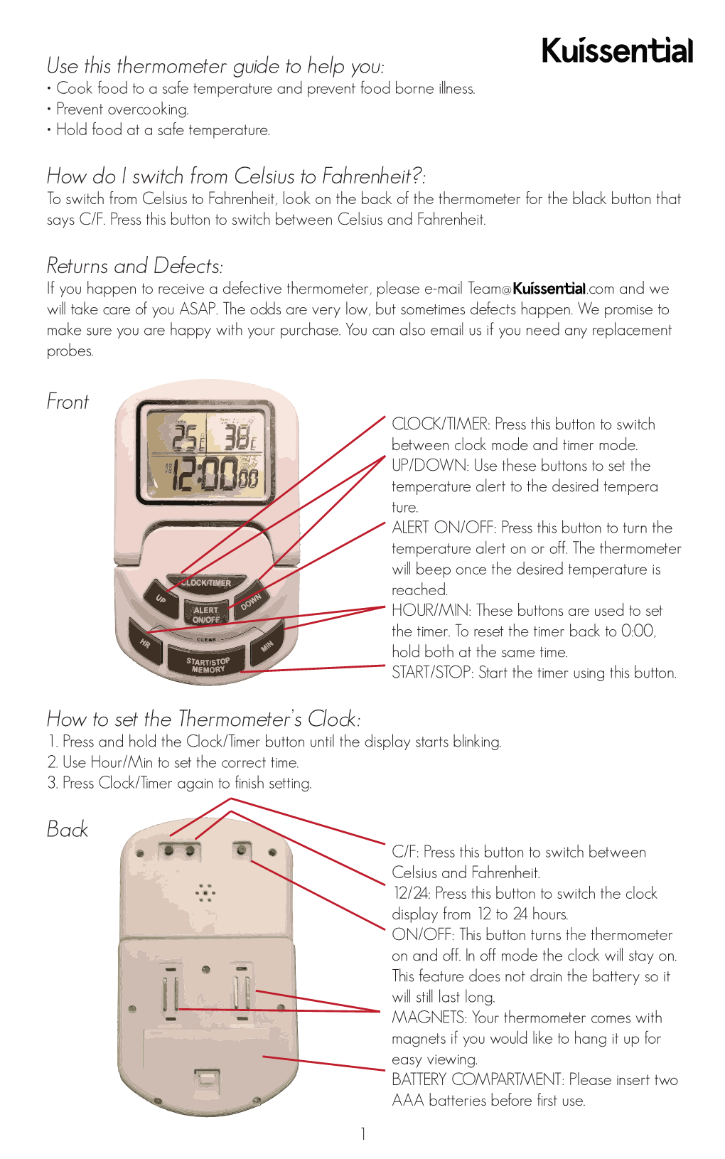 Meat Thermometer Instructions
