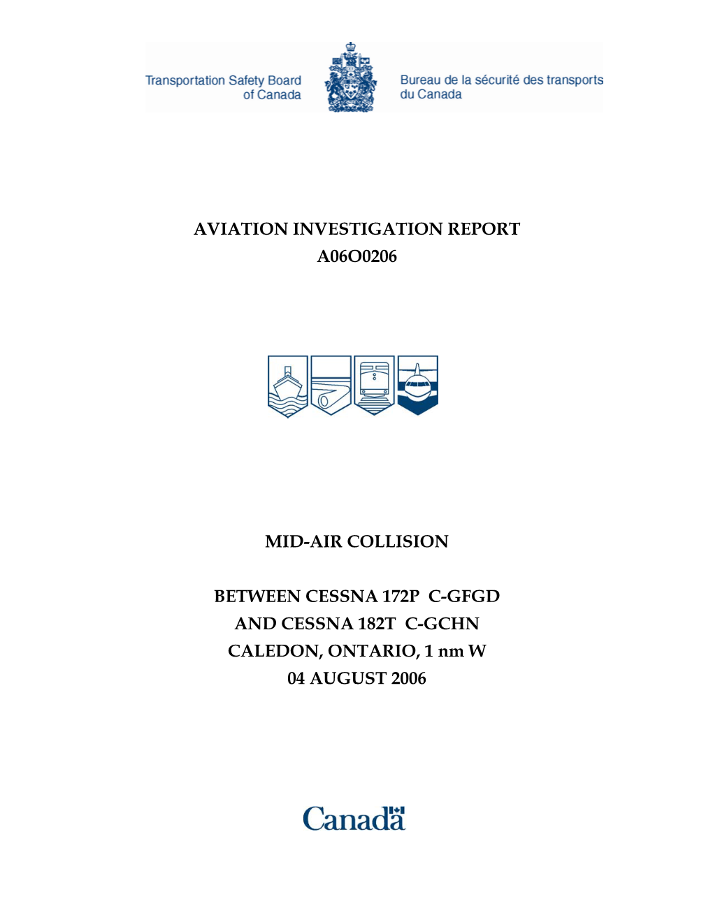 Aviation Investigation Report A06o0206 Mid-Air Collision