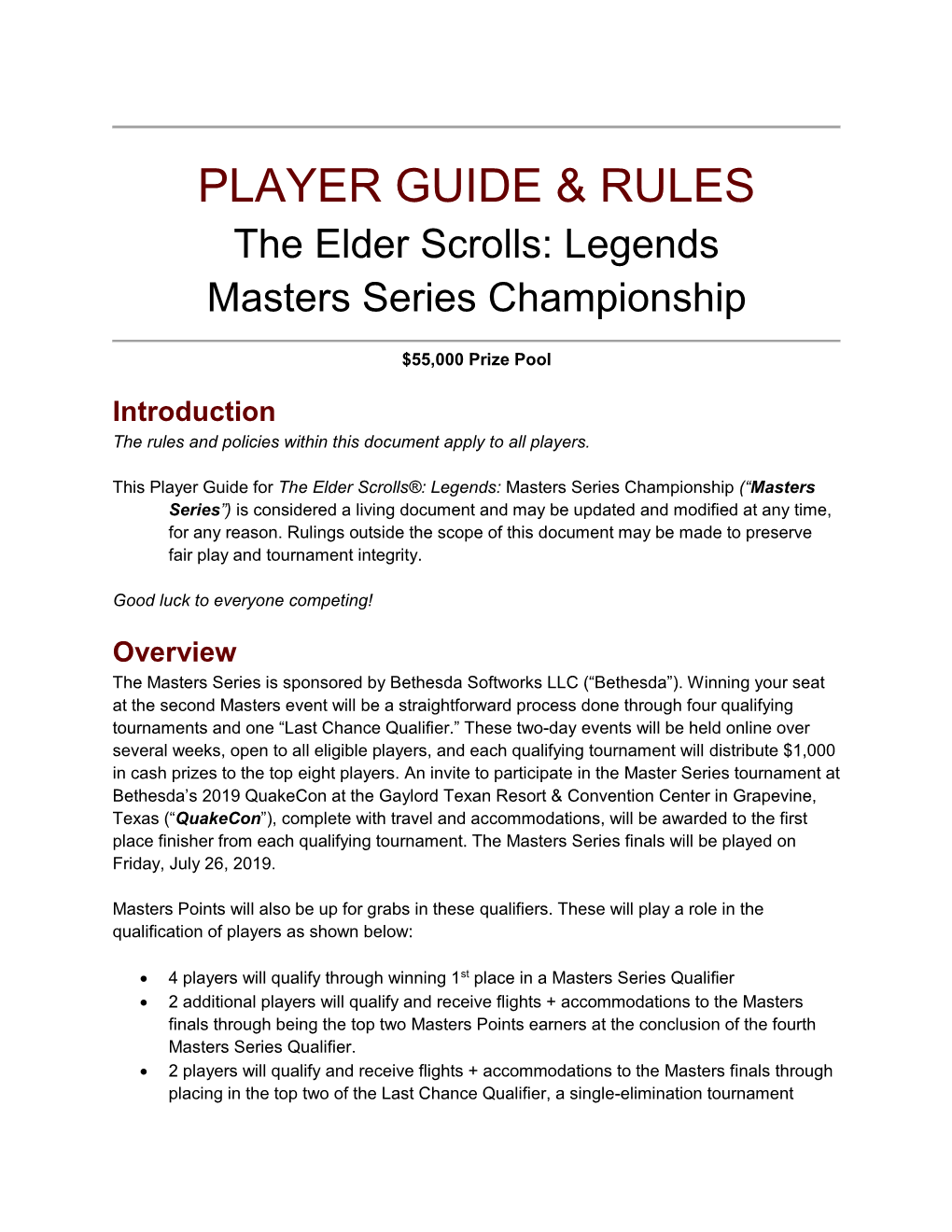 Player Guide & Rules