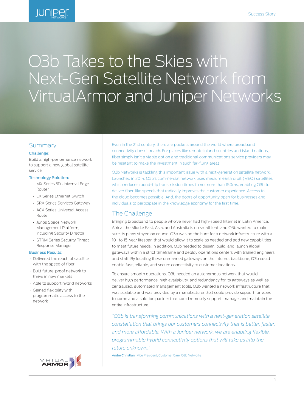 O3b Takes to the Skies with Next-Gen Satellite Network from Virtualarmor and Juniper Networks