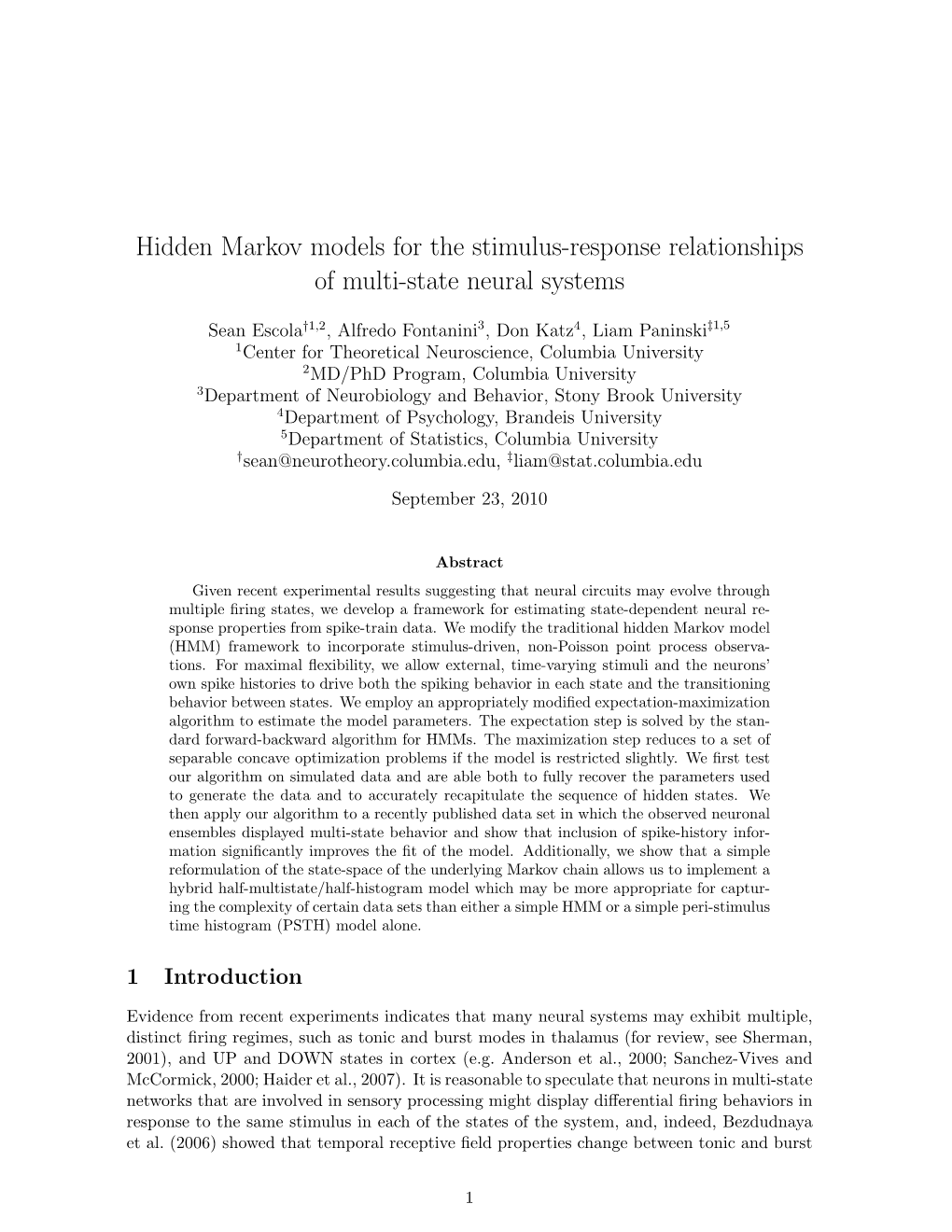 Hidden Markov Models for the Inference of Neural States And