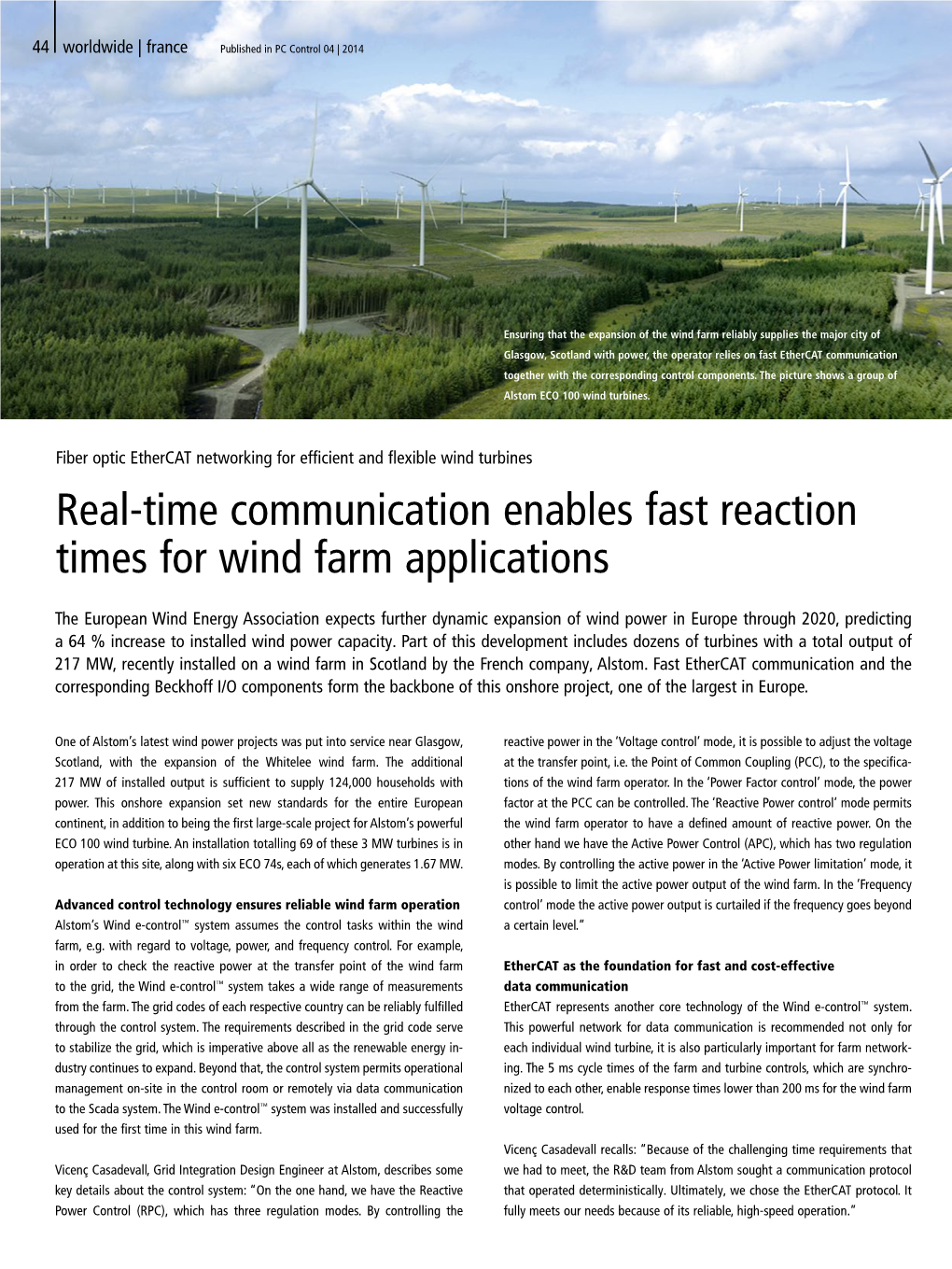 PC-Control: Real-Time Communication Enables Fast Reaction Times for Wind