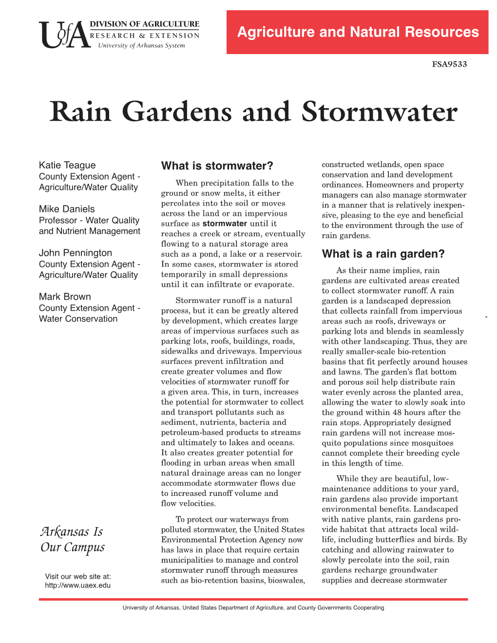 Rain Gardens and Stormwater