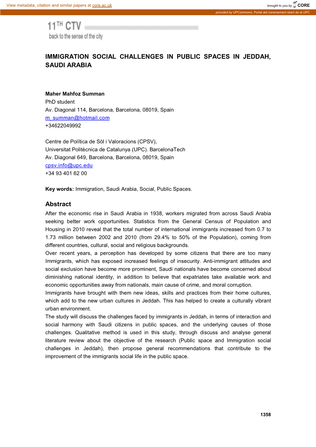 Immigration Social Challenges in Public Spaces in Jeddah, Saudi Arabia