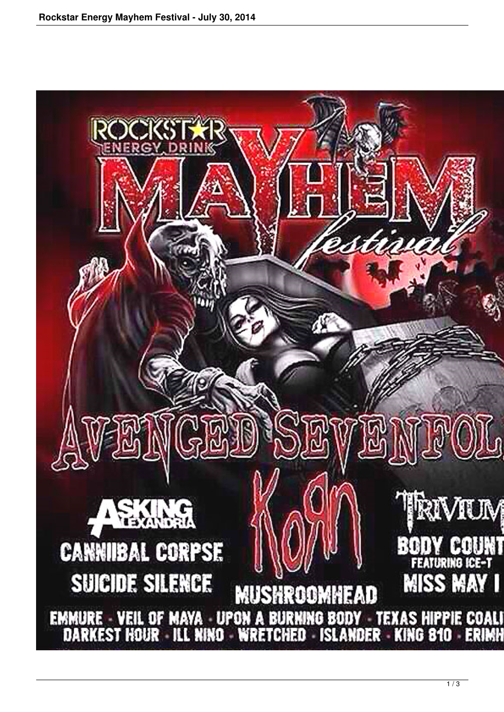 Rockstar Energy Mayhem Festival - July 30, 2014